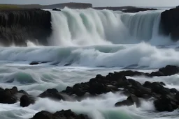 big waterfall with 100 waves