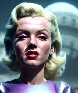 Ultra Realistic retro sci-fi scene, portrait, 2 blonde woman clones, sweet young Marilyn Monroe face, perfect iris, tight latex coat, helmet, Strange planet background. Spaceship, fog, rain, soft color, highly detailed, unreal engine 5, ray tracing, RTX, lumen lighting, ultra detail, volumetric lighting, 3d, finely drawn, high definition, high resolution.