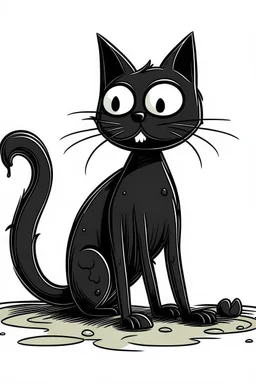 black thin cat cartoon dead