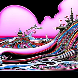 Fantastical, Zero Sorrow, One Slip Momentary Lapse of Reason, Pink Floyd poster, by Gerald Scarfe and Jim Woodring, surreal, ink wash mind-bending digital illustration; dark shines spectrum, complex contrast, dynamic, profound