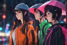 Wednesday in 8k anime cgi drawing style, Adam family them, , neon effect, close picture, rain, highly detailed, high details, detailed portrait, masterpiece,ultra detailed, ultra quality