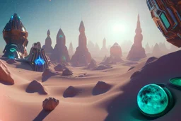 white and gold crystal cosmic and galactic ambiance cinema4d futuristic scifi desert, full of details, smooth, bright sunshine，soft light atmosphere, light effect，vaporwave colorful, concept art, smooth, extremely sharp detail, finely tuned detail, ultra high definition, 8 k, unreal engine 5, ultra sharp focus