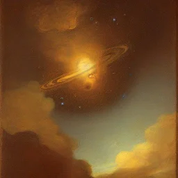 Rembrandt, stars, planets, ships, space