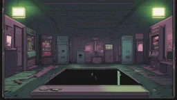 desolate dark arcade, horror, no humans