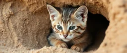 sand cat in burrow
