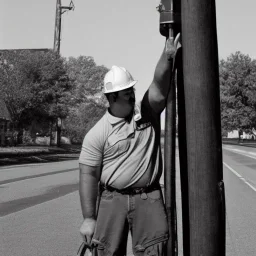 Jason Vancott gay lineman working on a telephone Pole on 9/11