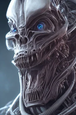 evil berserker, alien, tron, bitcoin eyes, 8k, finely detailed, dark light, photo realistic, hr giger