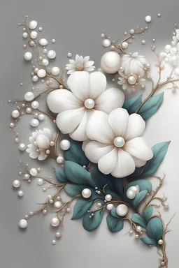 a branch with flowers and pearls, white precious stones on a white background, Trending on Artstation, {creative commons}, fanart, AIart, {Woolitize}, by Charlie Bowater, Illustration, Color Grading, Filmic, Nikon D750, Brenizer Method, Side-View, Perspective, Depth of Field, Field of View, F/2.8, Lens Flare, Tonal Colors, 8K, Full-HD, ProPhoto RGB, Perfectionism, Rim Lighting, Natural Lighting, Soft Lighting, Accent Lighting, Diffraction Grading, With Imperfections,