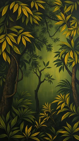 A dark yellow olive jungle painted by Henry-Robert Brésil