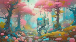 Paint, Pastel, Robotic World, everything is robotic even the trees and flowers everythibg