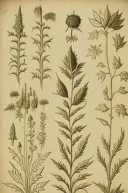 Medieval doodle of plants