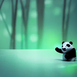 şeffaf cam panda, bokeh, octane render, 8k