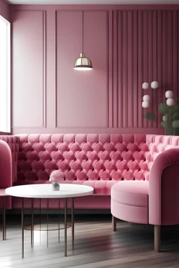 модерн интерьер кафе с розовым диваном