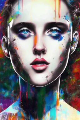 Danish singer MØ face, Abstract portrait by Yoji Shinkawa,