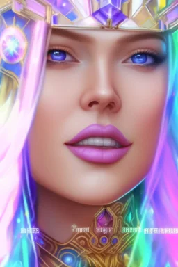 cosmic woman smile, admiral from the future, one fine whole face, crystalline skin, expressive blue eyes,rainbow, smiling lips, very nice smile, costume pleiadian, Beautiful tall woman pleiadian Galactic commander, ship, perfect datailed golden galactic suit, high rank, long blond hair, hand whit five perfect detailed finger, amazing big blue eyes, smilling mouth, high drfinition lips, cosmic happiness, bright colors, blue, pink, gold, jewels, realist, high commander