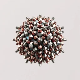 a mandelbulb 3d fractal made of small metallic random color cubes
