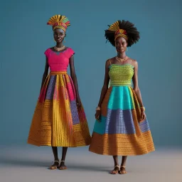 kente african bride model, full body, cinema 4d, octane render, high detail