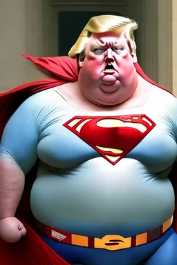 fat superman with donald trump's head