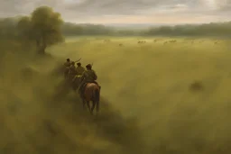 une prairie avec armée dans l’horizon