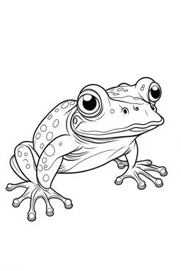 coloring page for kids, frog, cartoon style, thick outline, low details, no shading, no color