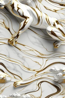 A a Jaguar leaping from plumes of white tendrils dance in a cacophony of liquid white and gold marble, reminiscent of white and gold whispers, entangled in the tapestry of white marbled illusions, where , painting the silence of quantum echoes elegantly embedded in a bright gold alabaster. The purity of the white induce a serene and silky ambiance, with every detail seamlessly blending into the pristine expanse of matte alabaster, conceptual art, portrait photography, photoscene. Include hues of