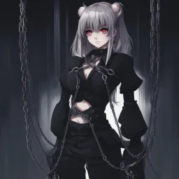 dark anime girl with a chains