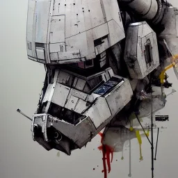 photorealistic at-at pilot helmet with weathered painting , illustration on coarse canvas by <agnes cecile> and <Yoji Shinkawa>, ornate and intricate details , soft smooth lighting, ultra detailed concept art,