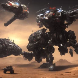 Armored Core machine robot fight another Armored Core fly in the sky in the desert with beside the ocean where you can see the space in the sky with twilight on the horizon, 4k resolution