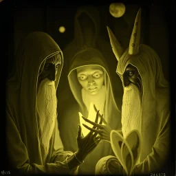 Daguerrotype close up some mysterious figures, odd background, Hieronymus Bosch Max Ernst ambient light, by Minicavio Quollati and Marlost Endgulp, Amano, Botticelli, Alphonse Mucha, distopic