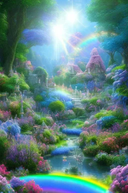 verybeautiful-magical-garden-of-the-angelic-kingdom-blue-and-pink-plants-and-trees-small-river-sunshine-flowers-haze-thumb-rainbow-ufo-bright-colors