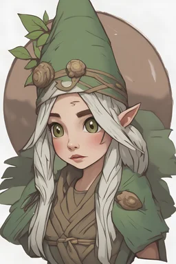 D&d character druid gnome female, beauty, with appearance similar to Nimona
