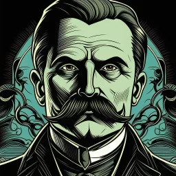 Futuristic, cyberpunk, Friedrich Nietzsche, Friedrich Nietzsche mustache, Comic style