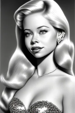Photorealistic Elsa Jean portrait in black and white