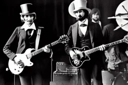 Abraham lincoln playing solo lead guitar for a rock band in 1974 with Ringo starr playing drums