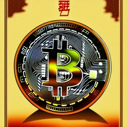 Ukiyo-e styled art bitcoin sign