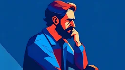 Vector. Illustration. thinking. contemplate. 1980s. Minimal. 2D animated. Digital painting, Ol. high resolution.