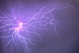 purple lightning inside of glass ball