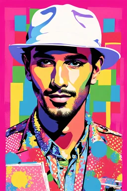 Portrait of Paolo Villaggio dolce vita fashion, random style, pop art