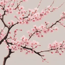 [art by Wes Anderson] The cherry blossom branches would be depicted with thin and graceful lines, capturing their natural flow and organic structure. The branches may have a slightly wavy or curved appearance, giving them a more realistic and dynamic feel.Buds can be included alongside the fully bloomed flowers, showcasing the different stages of the cherry blossom's life cycle. These buds can be depicted as small, rounded shapes, often positioned close to the main flower or scattered along the