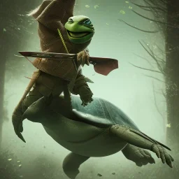 Mystery ninja turtle,Ambiance dramatique, hyperrealisme, 8k, high quality, lot of details, fit within portrait