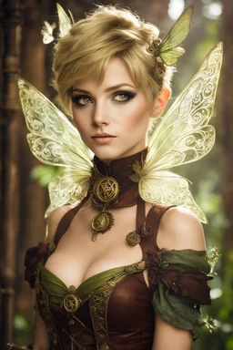 Halfbody Gorgeous Photography steampunk pixie with a resemblance to Tinkerbell, natural beauty