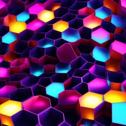 abstract honeycomb neorocube with ambient illumination