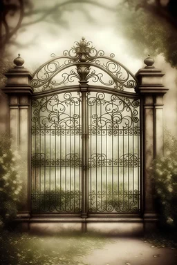 frontal old dreamy picture of a beautiful gate