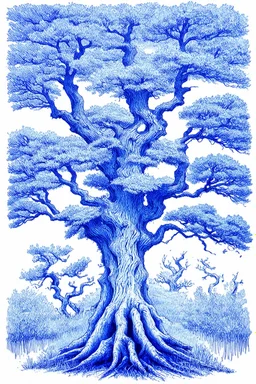 Arbres étranges dessinés au stylo Bic bleu