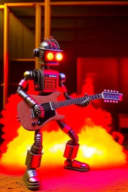 Firestarter robot hardrock with a guitar