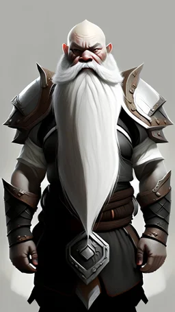 bald man; dwarf ; White beard; one piece armored; front view; black