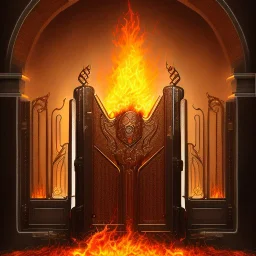 huge open detailed gate to fire hell