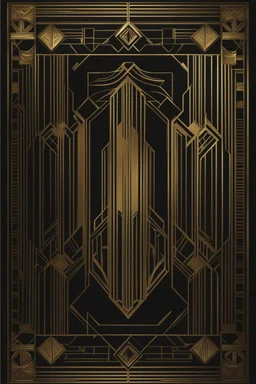 gold art deco book cover border on a black background