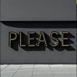 photograph, the word 'PLEASE' in the style of photographer Jean Baptiste Mondino
