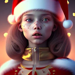 Cute Christmasy girl character, magnificent, majestic, Realistic photography, incredibly detailed, ultra high resolution, 8k, complex 3d render, cinema 4d.